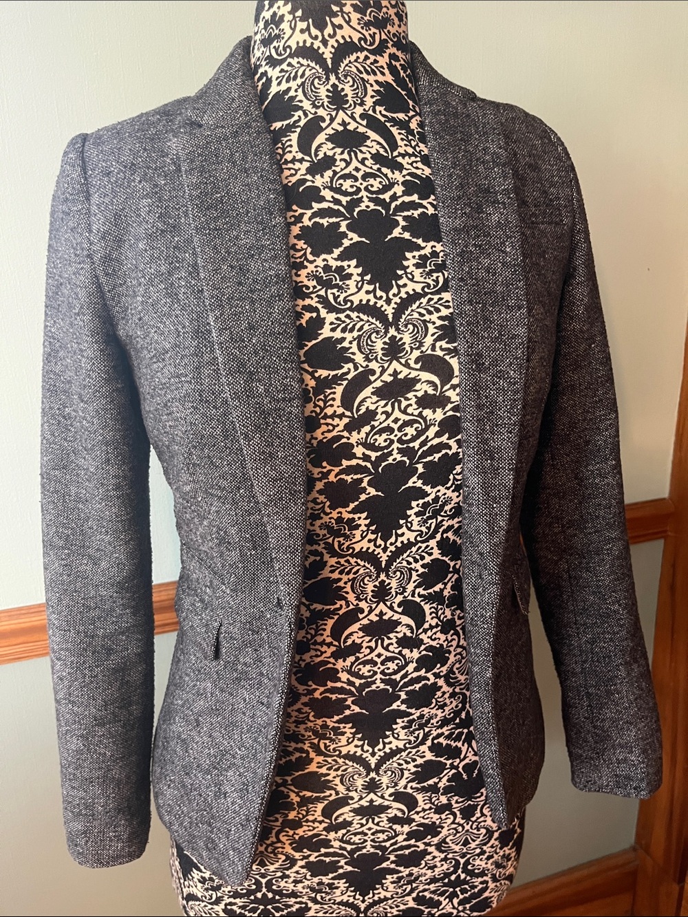 H&M Charcoal Gray Tweed Women's Blazer Jacket
